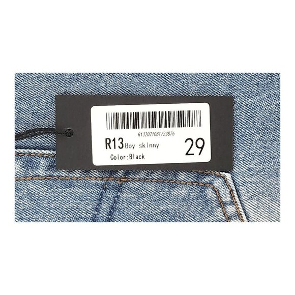 R13 NWT Boy Skinny Ripped Distressed Irregular Hem Denim Skirt - Picture 11 of 14